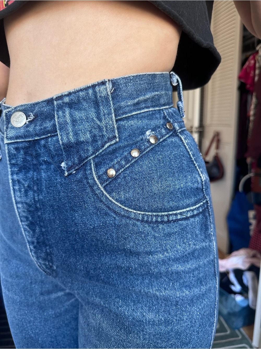 Vintage High-Waist Blue Denim Women Jeans - Classic Straight Fit